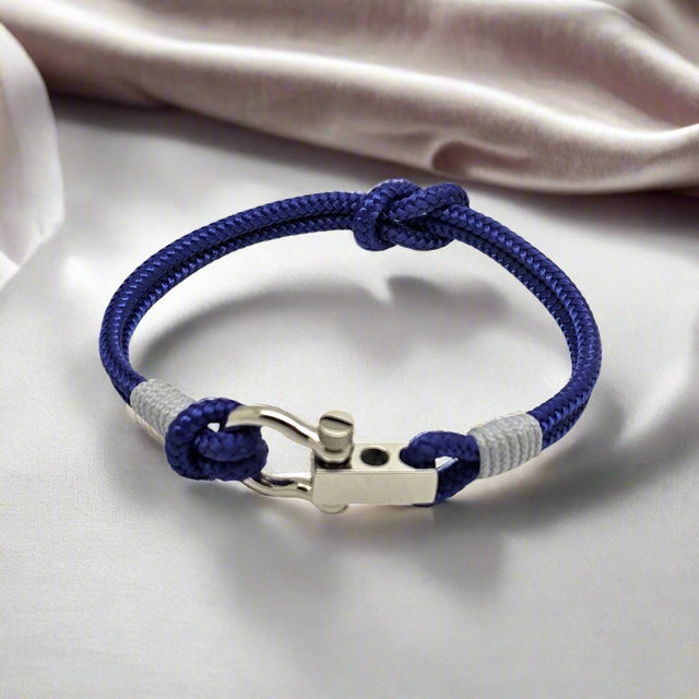 ROYAL 3mm nautical clasp bracelet blue grey