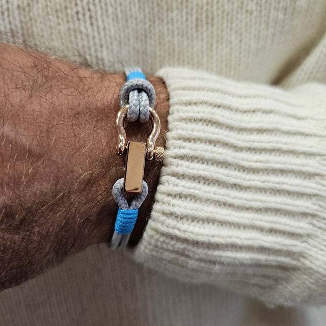 ROYAL 3mm nautical clasp bracelet grey baby blue