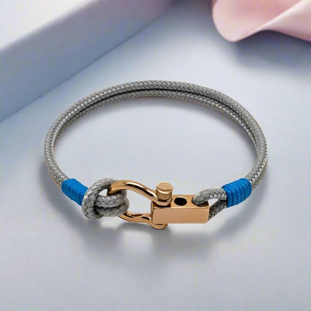 ROYAL 3mm nautical clasp bracelet grey baby blue