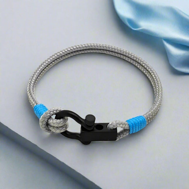 ROYAL 3mm nautical clasp bracelet grey baby blue