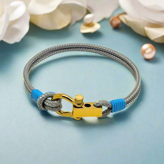 ROYAL 3mm nautical clasp bracelet grey baby blue