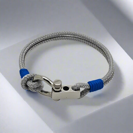 ROYAL 3mm nautical clasp bracelet grey electric blue