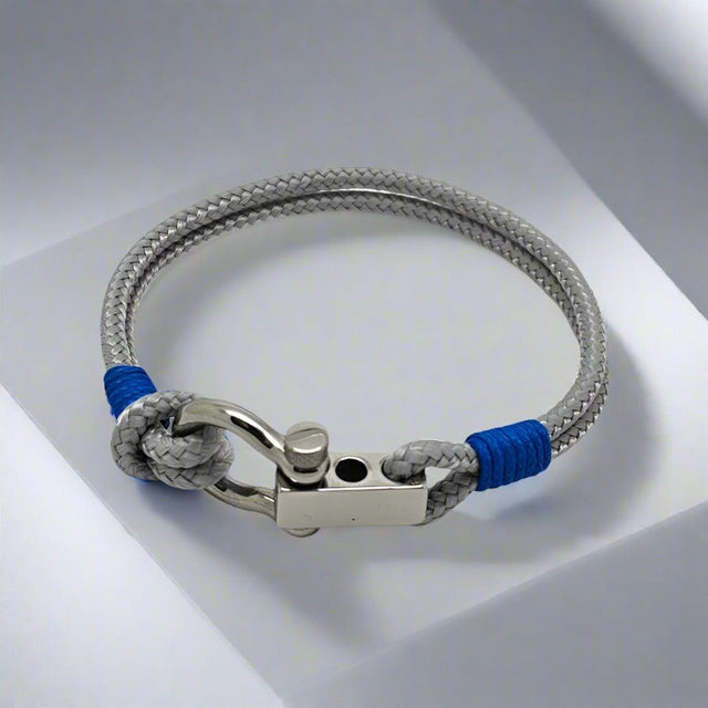 ROYAL 3mm nautical clasp bracelet grey electric blue