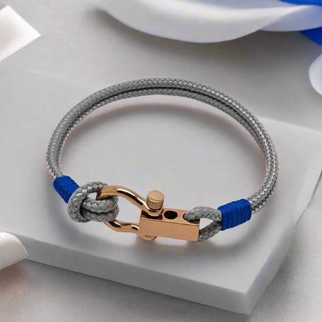 ROYAL 3mm nautical clasp bracelet grey electric blue