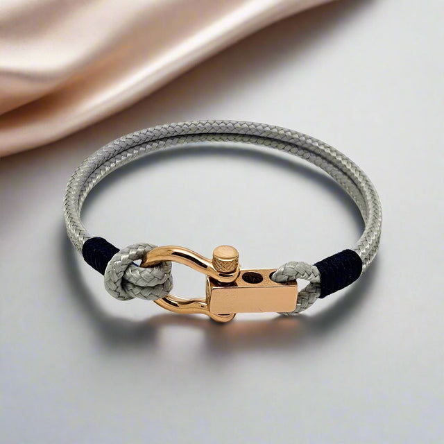 ROYAL 3mm nautical clasp bracelet grey navy blue