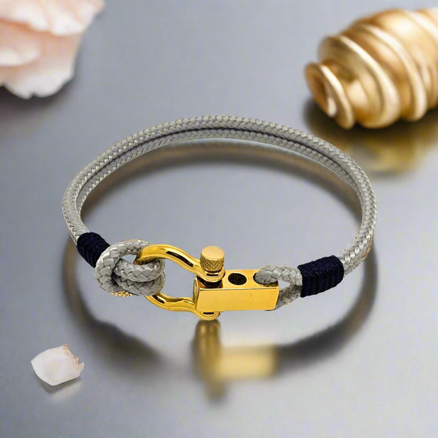 ROYAL 3mm nautical clasp bracelet grey navy blue