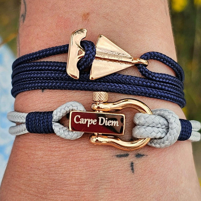 ROYAL 3mm nautical clasp bracelet grey navy blue