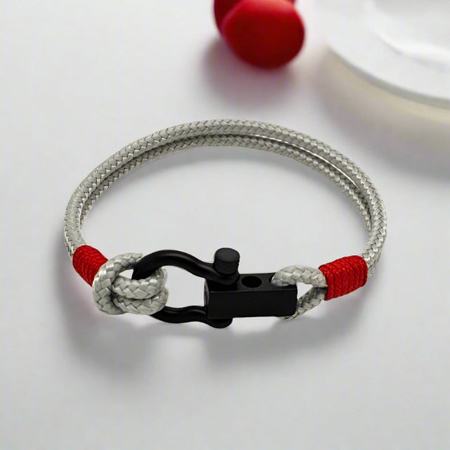 ROYAL 3mm nautical clasp bracelet grey red