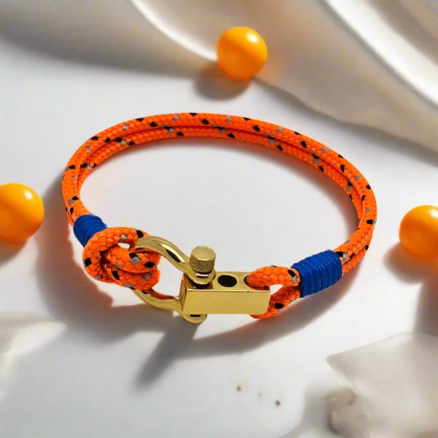 ROYAL 3mm nautical clasp bracelet orange mix blue