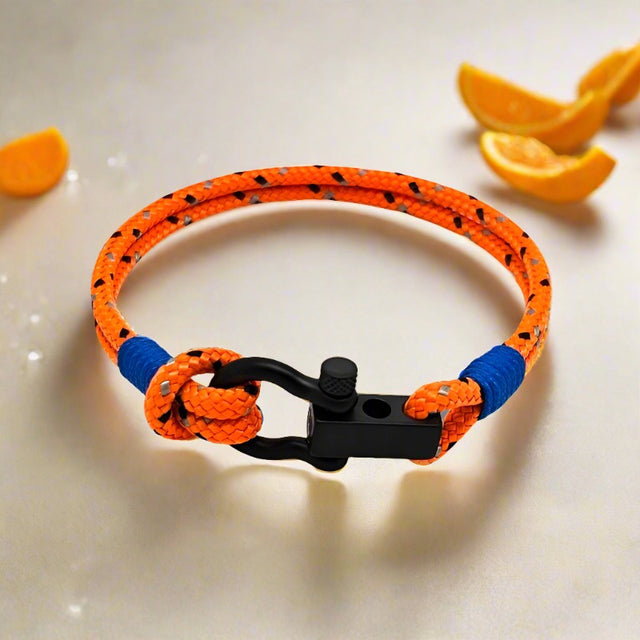 ROYAL 3mm nautical clasp bracelet orange mix blue
