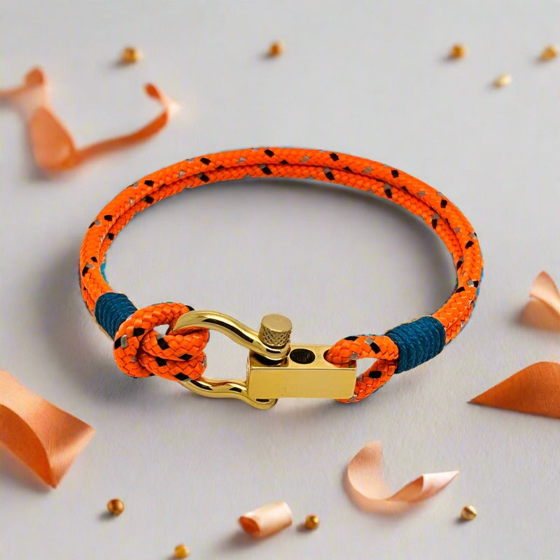 ROYAL 3mm nautical clasp bracelet orange mix teal