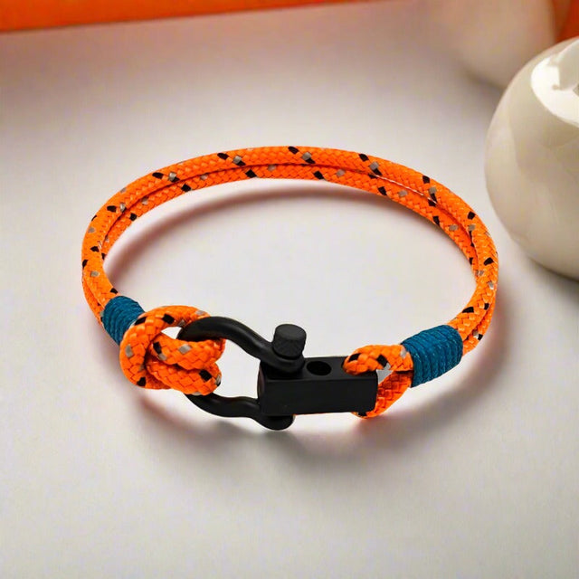 ROYAL 3mm nautical clasp bracelet orange mix teal