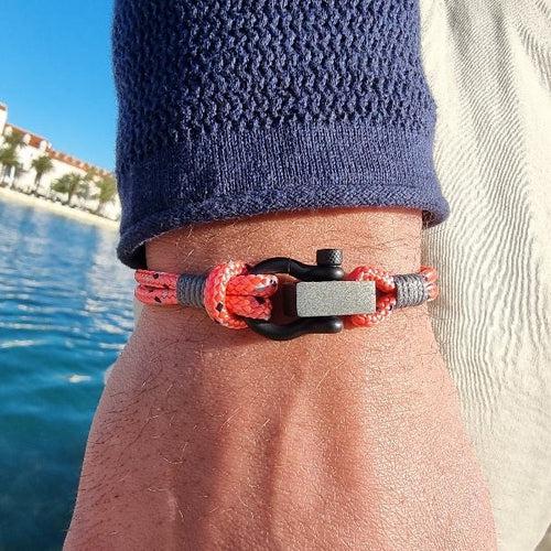 ROYAL 3mm nautical clasp bracelet pink mix grey