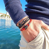 ROYAL 3mm nautical clasp bracelet red mix black