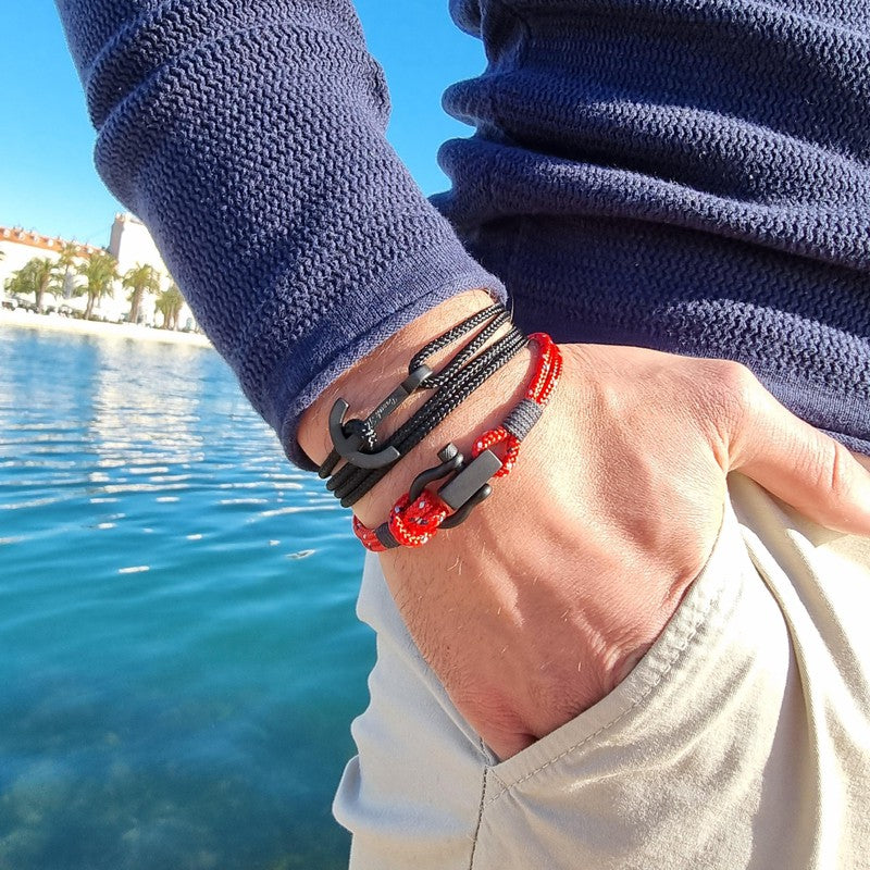 Red and deals black mens bracelet