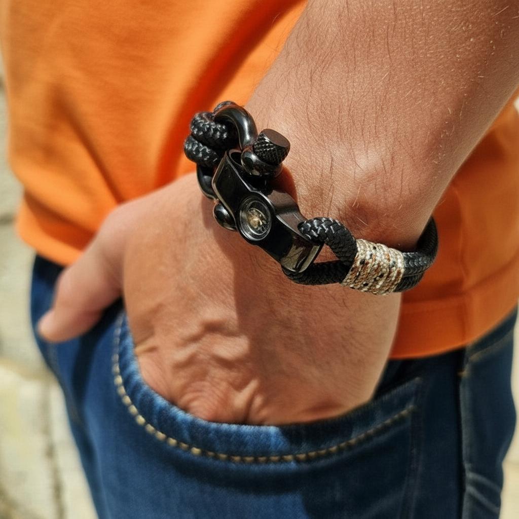 SEAMAN Compass Bracelet Black Camo