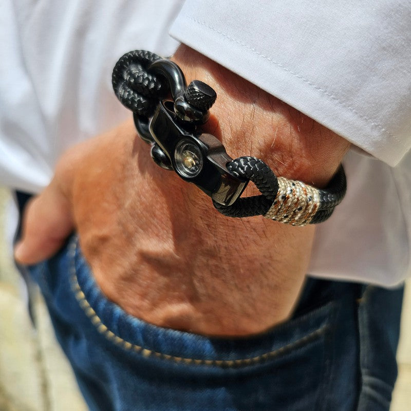 SEAMAN Compass Bracelet Black Camo