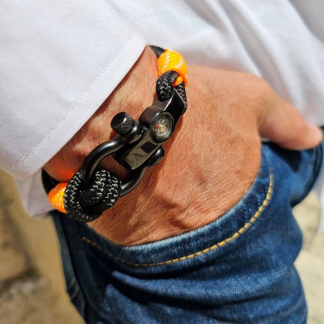 SEAMAN Compass Bracelet Black Orange