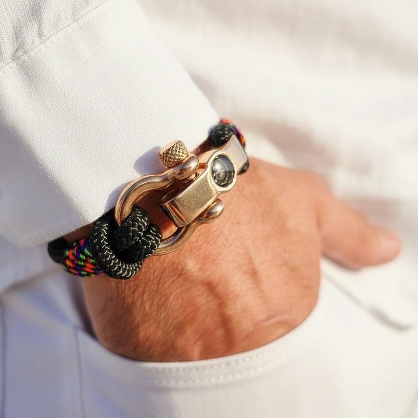 SEAMAN Compass Bracelet Black Rainbow