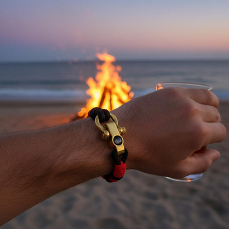 SEAMAN Compass Bracelet Black Red