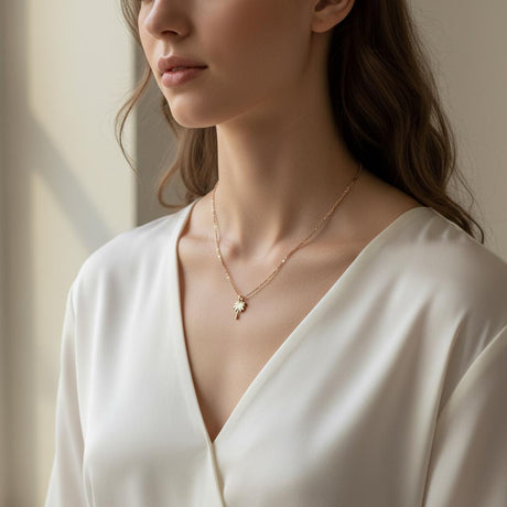 Steel necklace with OCEAN MINI palm tree pendant