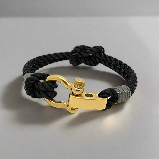 WAVES 4mm Nautical Clasp Bracelet Black Grey