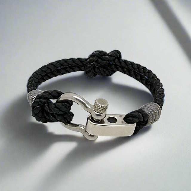 WAVES 4mm Nautical Clasp Bracelet Black Grey
