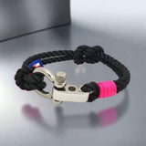 WAVES 4mm Nautical Clasp Bracelet Black Neon Pink
