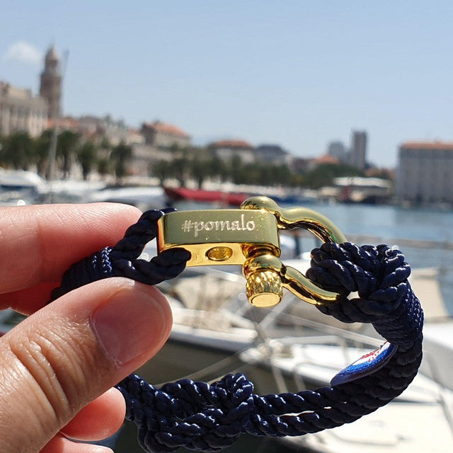 WAVES 4mm Nautical Clasp Bracelet Navy Blue