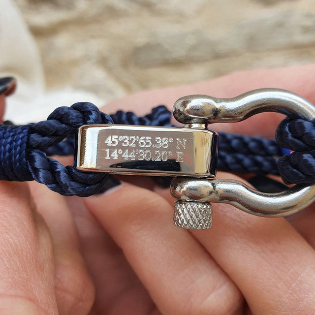 WAVES 4mm Nautical Clasp Bracelet Navy Blue