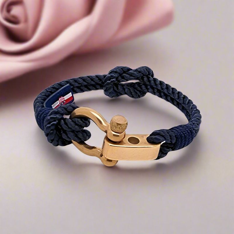 WAVES 4mm Nautical Clasp Bracelet Navy Blue