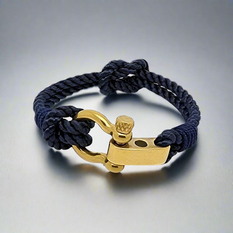 WAVES 4mm Nautical Clasp Bracelet Navy Blue