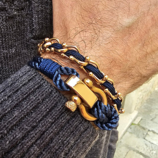 WAVES 4mm Nautical Clasp Bracelet Navy Blue