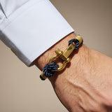 WAVES 4mm Nautical Clasp Bracelet Navy Blue Gold