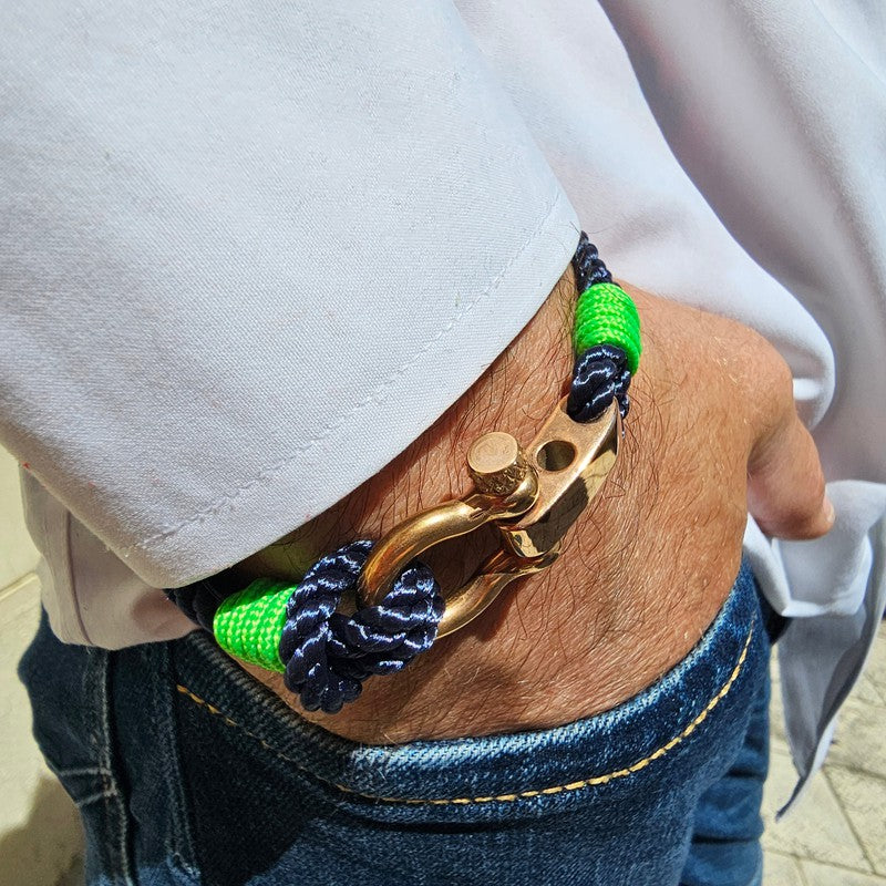WAVES 4mm Nautical Clasp Bracelet Navy Blue Green