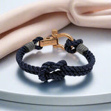 WAVES 4mm Nautical Clasp Bracelet Navy Blue Grey