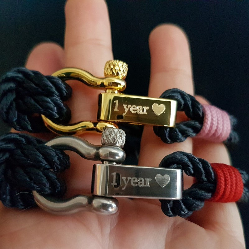 WAVES 4mm Nautical Clasp Bracelet Navy Blue Lavender Pink