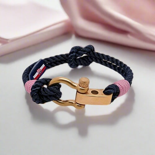 WAVES 4mm Nautical Clasp Bracelet Navy Blue Lavender Pink