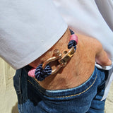 WAVES 4mm Nautical Clasp Bracelet Navy Blue Lavender Pink