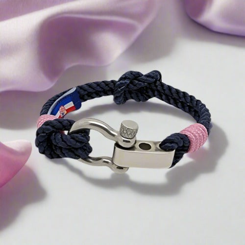 WAVES 4mm Nautical Clasp Bracelet Navy Blue Lavender Pink