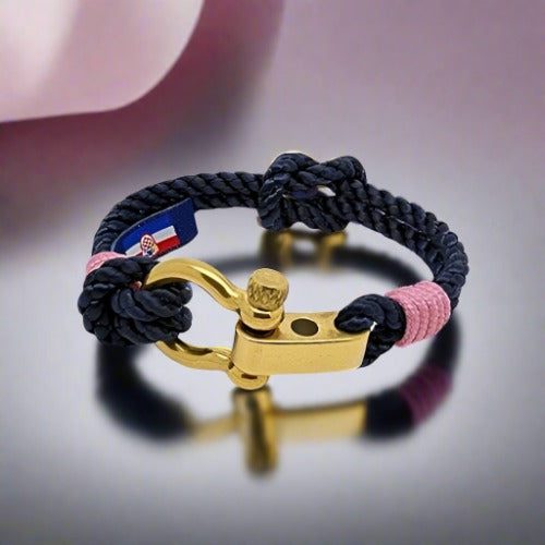 WAVES 4mm Nautical Clasp Bracelet Navy Blue Lavender Pink