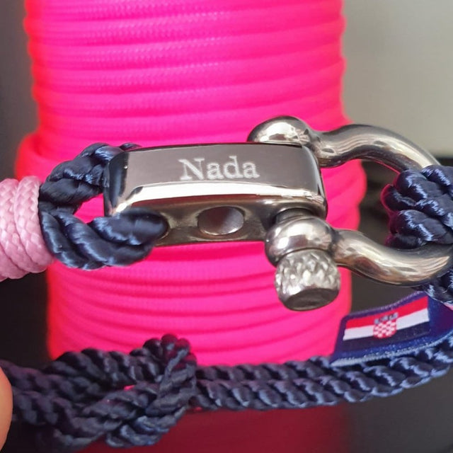 WAVES 4mm Nautical Clasp Bracelet Navy Blue Lavender Pink