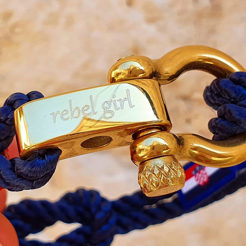 WAVES 4mm Nautical Clasp Bracelet Navy Blue Red