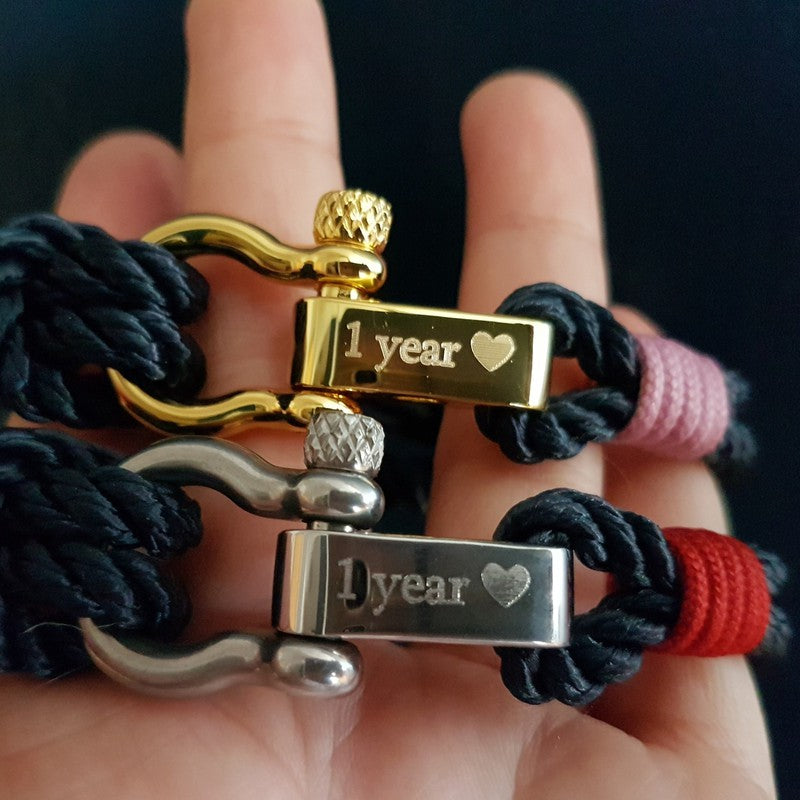 WAVES 4mm Nautical Clasp Bracelet Navy Blue Red