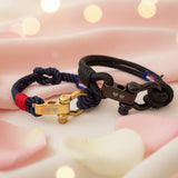 WAVES 4mm Nautical Clasp Bracelet Navy Blue Red