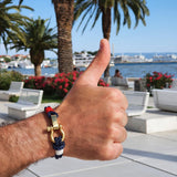 WAVES 4mm Nautical Clasp Bracelet Navy Blue Red White