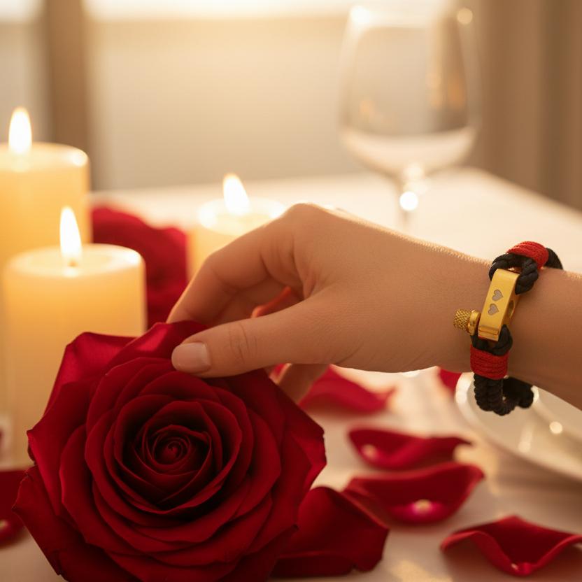 WAVES 4mm Nautical Clasp Bracelet Navy Blue Red