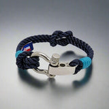 WAVES 4mm Nautical Clasp Bracelet Navy Blue Turquoise