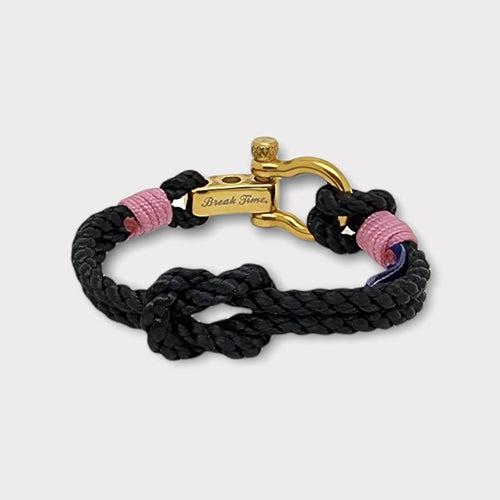 WAVES Soft Rope Bracelet Black Lavender Pink