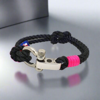 WAVES Soft Rope Bracelet Black Neon Pink